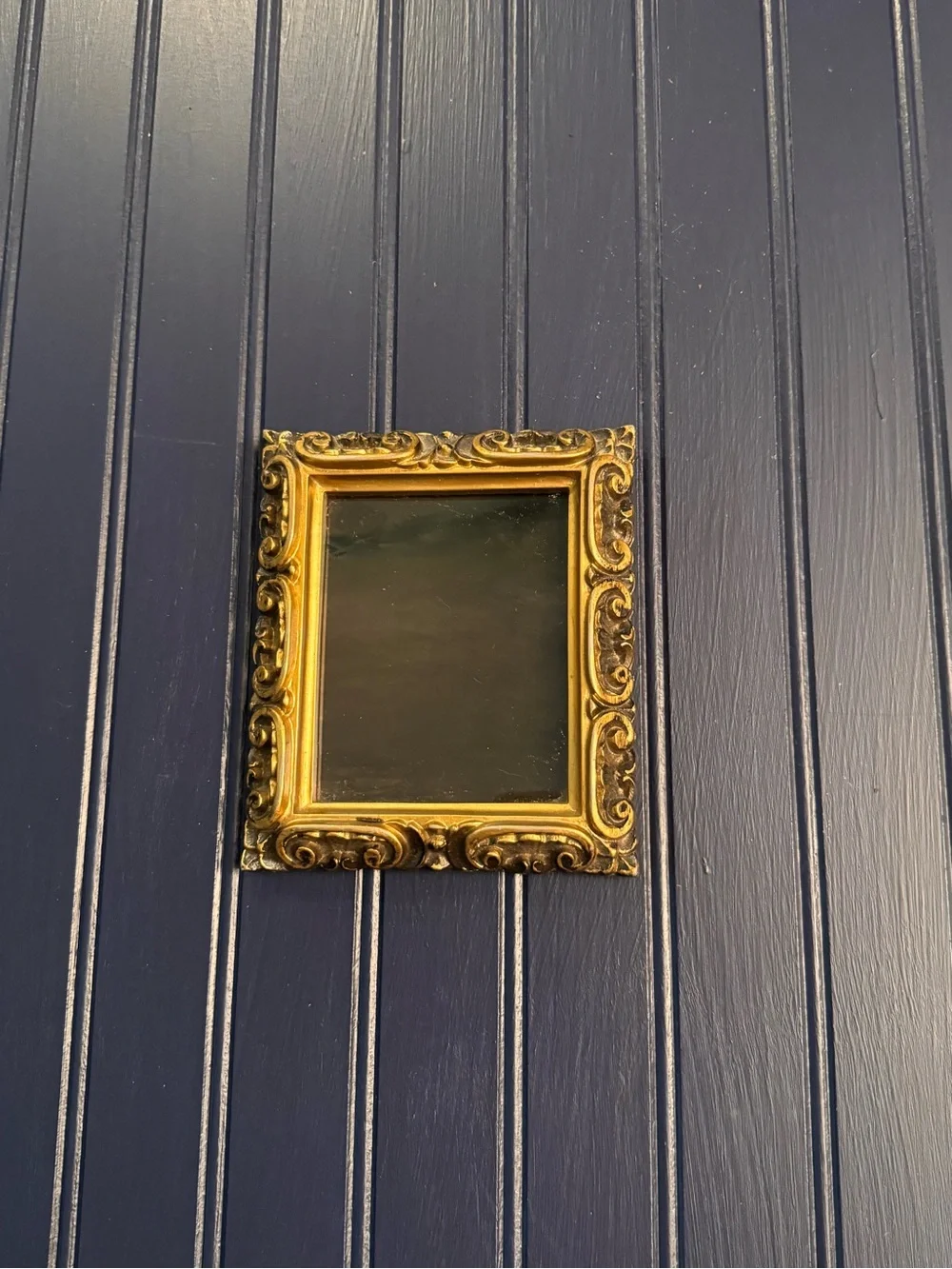 Ornate Resin Black Scrying Mirror | Gothic Revival Claude Mirror | Antiqued Gold